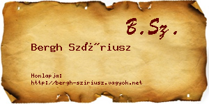 Bergh Szíriusz névjegykártya